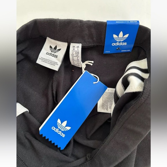 Adidas Trefoil 3 Stripe Logo Black & White Mid Rise Leggings NWT Size Small - Picture 13 of 13